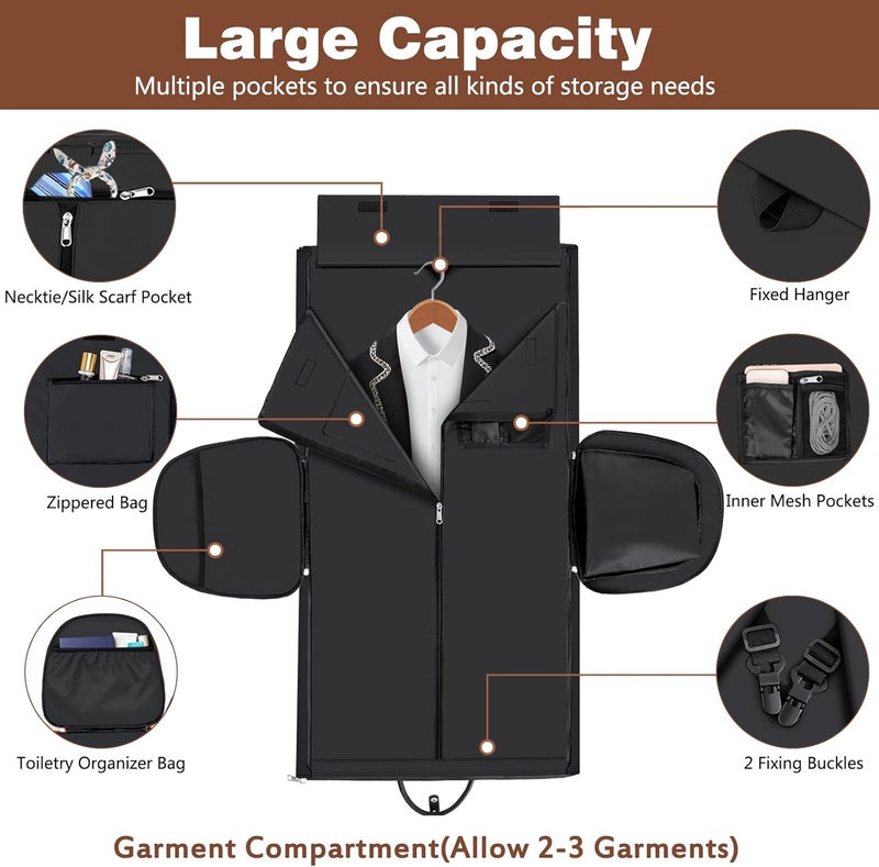 ITIEZY Garment Duffel Bag for Travel - Convertible Carry on Garment Duffel Travel Bag for Women Men Large Weekender Bag with Shoes Pouch 2 in 1 Hanging Suit Travel Duffel Bag 3pcs Set - Image 3